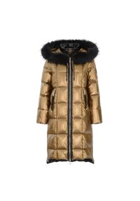 Ochnik - Puchowa kurtka damska z futrzanym obszyciem. Kolor: żółty. Materiał: nylon. Sezon: lato, jesień, zima. Styl: sportowy, elegancki #3