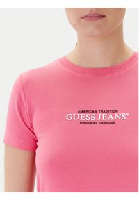 Guess Jeans T-Shirt W4YI03 J1314 Różowy Slim Fit. Kolor: różowy. Materiał: bawełna #4