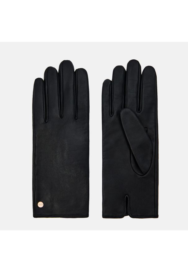 Mohito - Skórzane rękawiczki - Czarny. Kolor: czarny. Materiał: skóra