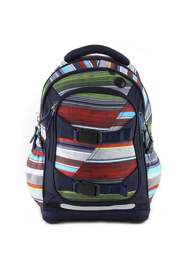 Target Docelowy plecak szkolny, Ciemnoniebieski w kolorowe paski. Kolor: niebieski. Wzór: paski, kolorowy