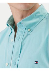 TOMMY HILFIGER - Tommy Hilfiger Koszula MW0MW42630 Turkusowy Regular Fit. Kolor: turkusowy. Materiał: bawełna #4