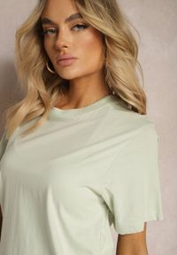 Renee - Jasnozielona Bawełniana Koszulka z Krótkim Rękawem Anemila. Okazja: na co dzień, na spotkanie biznesowe, do pracy. Kolor: zielony. Materiał: bawełna. Długość rękawa: krótki rękaw. Długość: krótkie. Styl: biznesowy, klasyczny, elegancki, casual #4