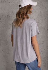 Renee - Szary T-shirt Basic Oversize z Bawełny Elusis. Okazja: na co dzień. Kolor: szary. Materiał: bawełna. Styl: casual, elegancki #8