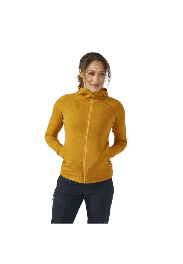 Bluza polarowa z kapturem damska Rab Nexus. Typ kołnierza: kaptur. Kolor: żółty. Materiał: polar