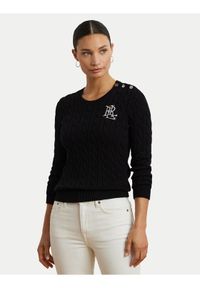 Lauren Ralph Lauren Sweter 200932223001 Czarny Slim Fit. Kolor: czarny. Materiał: bawełna #1