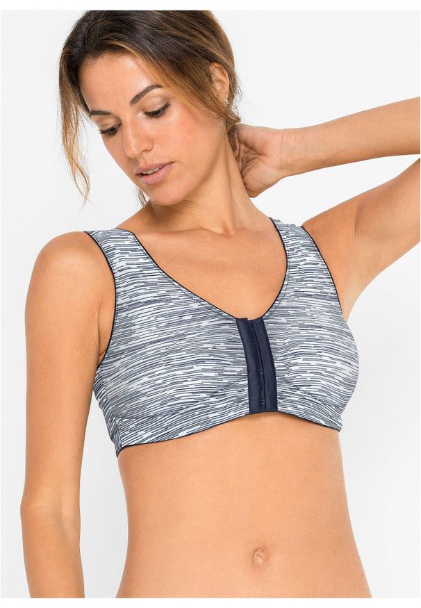 bonprix - Biustonosz z zapięciem z przodu, bez fiszbinów, bawełna organiczna (2 szt.). Kolor: niebieski. Materiał: bawełna