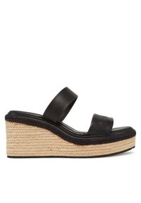 Calvin Klein Espadryle Wedge Sandal 50 - He HW0HW02375 Czarny. Kolor: czarny. Materiał: skóra