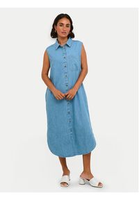 Kaffe Sukienka jeansowa Louise 10508518 Niebieski Regular Fit. Kolor: niebieski. Materiał: bawełna