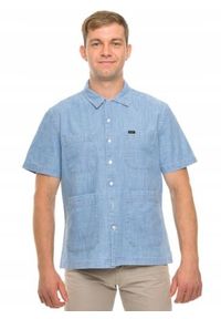 Lee - LEE 4 PKT RESORT SHIRT RELAXED FIT MĘSKA KOSZULA JEANSOWA KRÓTKI RĘKAW SUMMER BLUE L67QNSNJ. Materiał: jeans. Długość rękawa: krótki rękaw. Długość: krótkie