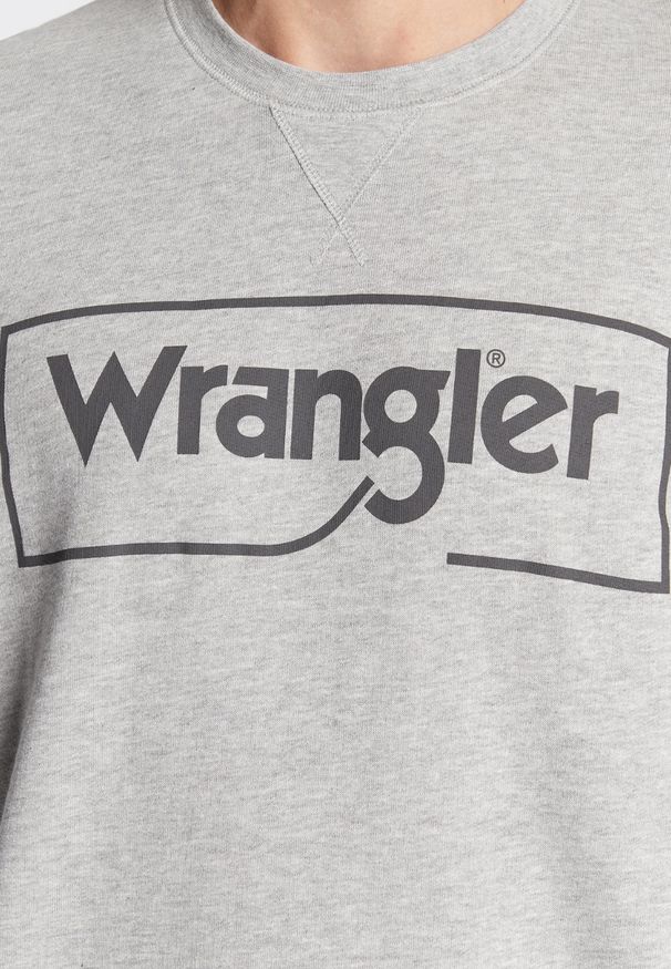 Wrangler - WRANGLER FRAME LOGO CREW MĘSKA BLUZA NADRUK MID GREY W662HAX37 112320241. Wzór: nadruk. Styl: klasyczny