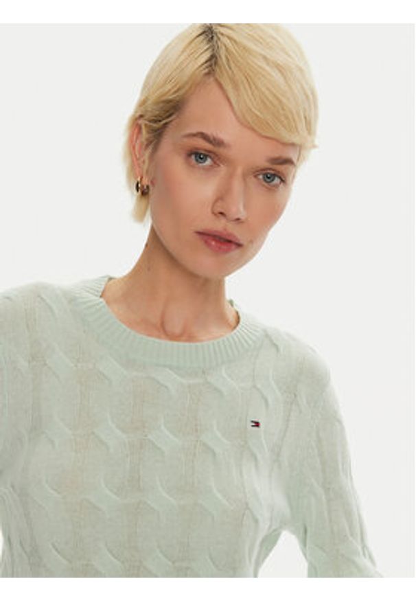 TOMMY HILFIGER - Tommy Hilfiger Sweter WW0WW43586 Zielony Regular Fit. Kolor: zielony. Materiał: wełna