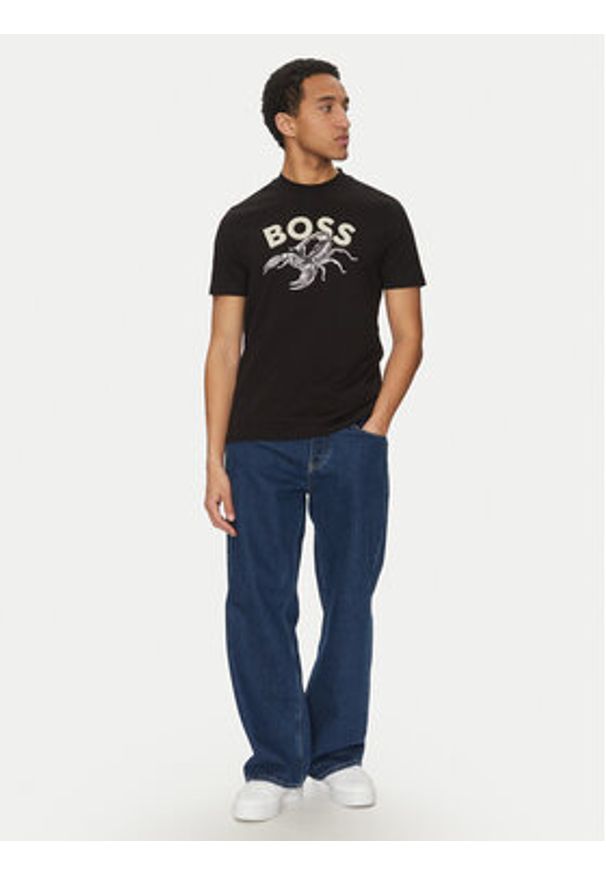 BOSS T-Shirt Te_Bossfish 50539196 Czarny Regular Fit. Kolor: czarny. Materiał: bawełna