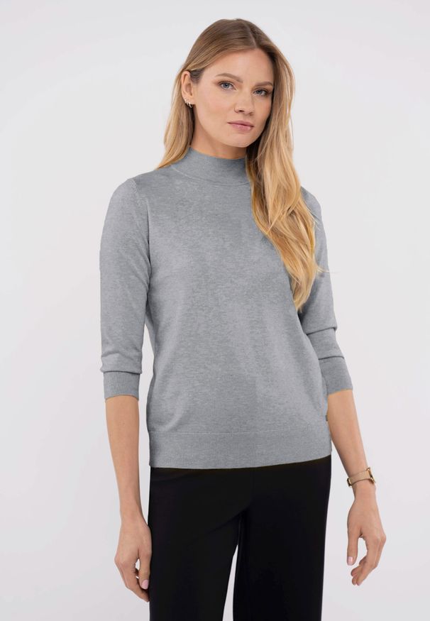 Volcano - Gładki pólgolf S-TESS. Materiał: jeans, prążkowany, materiał. Długość rękawa: bez rękawów. Wzór: gładki. Sezon: zima, jesień. Styl: klasyczny
