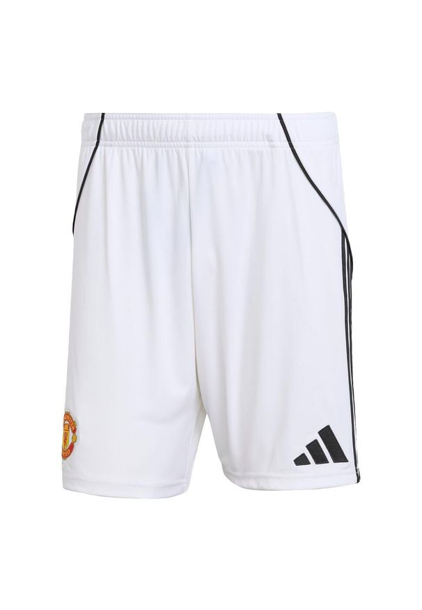 Adidas - Szorty podstawowe Manchester United 25/26. Kolor: biały. Sport: piłka nożna