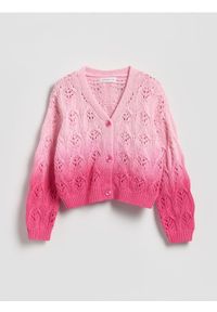 Reserved - Kardigan z efektem ombre - pastelowy róż. Kolor: różowy. Materiał: dzianina
