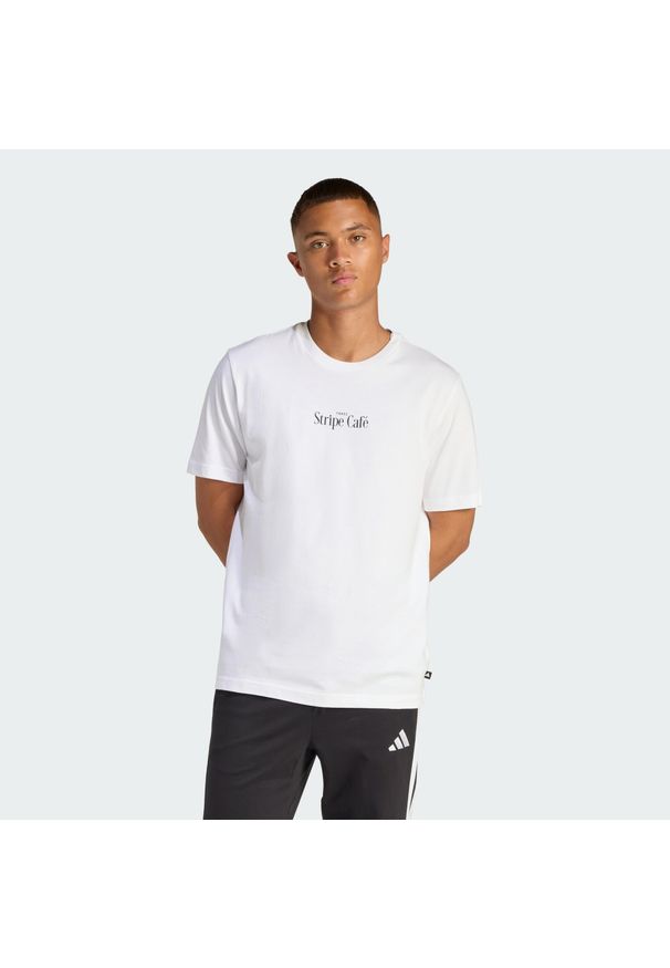 Adidas - Koszulka Coffee Cafe Donut Box Graphic. Kolor: biały. Sport: fitness
