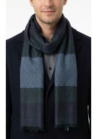 Lekki Szalik Wiosenno-Jesienny - Teer -Niebiesko-Granatowe Pasy. Okazja: na spacer. Kolor: niebieski. Materiał: poliester, wiskoza. Wzór: prążki, paski. Sezon: wiosna, jesień. Styl: elegancki #2
