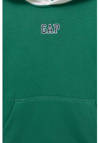 GAP bluza dziecięca kolor zielony z kapturem z aplikacją. Typ kołnierza: kaptur. Kolor: zielony. Materiał: poliester. Wzór: aplikacja #3