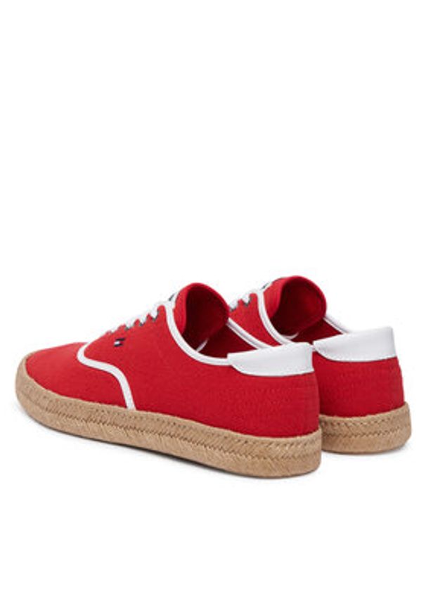 TOMMY HILFIGER - Tommy Hilfiger Espadryle Th Hi Vulc Core Jutte Canvas FM0FM05872 Czerwony. Kolor: czerwony. Materiał: materiał