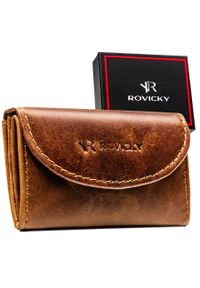 ROVICKY - Skórzany, brązowy portfel męski wyposażony w system RFID - Rovicky. Kolor: brązowy. Materiał: skóra #1