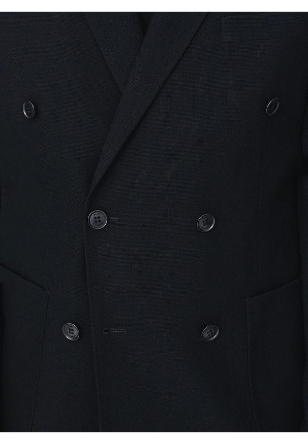 Pako Lorente - PAKO LORENTE – Granatowa dwurzędowa marynarka męska. Okazja: na co dzień. Kolor: czarny, niebieski. Materiał: poliester, wiskoza, elastan. Wzór: gładki. Styl: casual