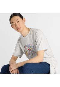 Koszulka męska New Balance MT53905AHH – szara. Kolor: szary. Materiał: bawełna, dresówka. Wzór: aplikacja #2