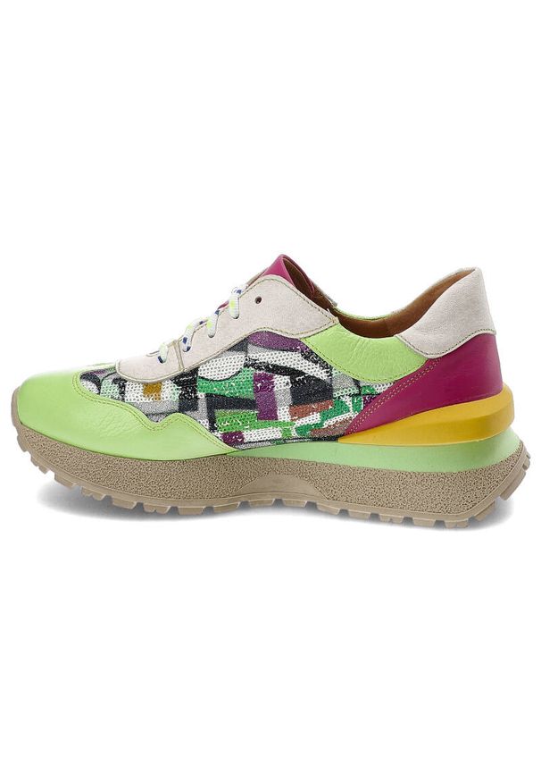 Zielone Sneakersy Maciejka Wyjątkowe Obuwie Damskie. Kolor: zielony. Materiał: skóra