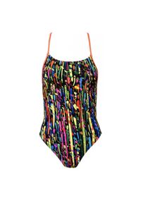 AQUA-SPORT - Strój jednoczęściowy kąpielowy damski na basen Aqua-Sport Single Cross Krople. Kolor: różowy, czarny, wielokolorowy, żółty #1