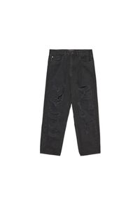 Cropp - Czarne jeansy baggy z postrzępieniami - Czarny. Kolor: czarny #1