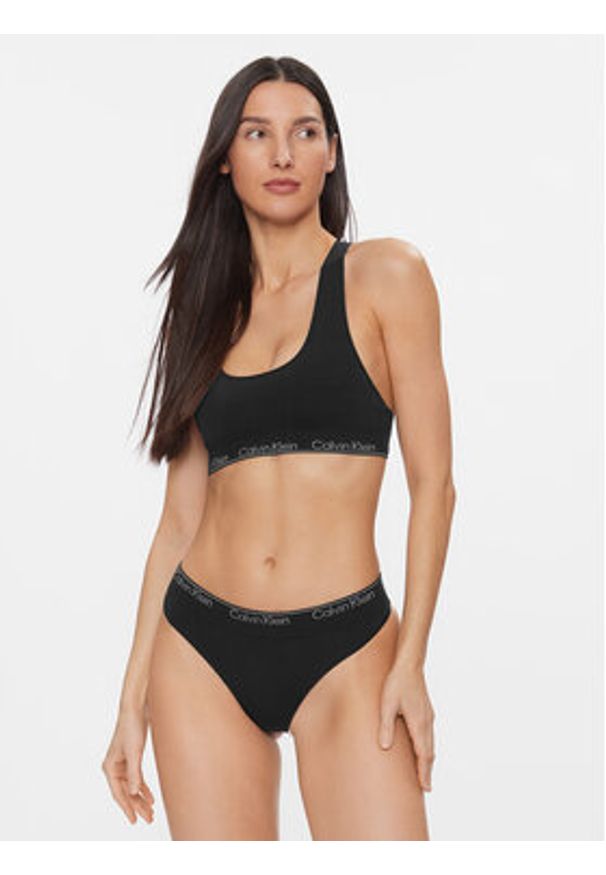 Calvin Klein Underwear Biustonosz top Racerback Bralette 000QF7317E Czarny. Kolor: czarny. Materiał: wiskoza