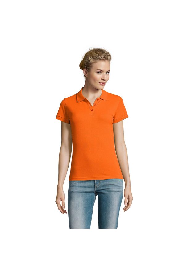 SOL'S - Damska Koszulka Polo Perfect. Typ kołnierza: polo. Kolor: żółty, wielokolorowy, pomarańczowy