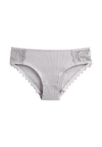 Intica - Figi prążkowane z koronką na co dzień i okazje Asja. Kolor: szary. Materiał: prążkowany, koronka. Wzór: koronka