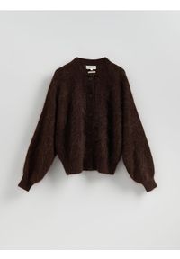 Reserved - Kardigan z moherem - ciemnobrązowy. Kolor: brązowy. Materiał: moher #1