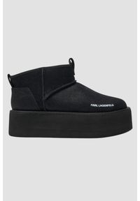 Karl Lagerfeld - KARL LAGERFELD Czarne botki zamszowe THERMO Lo Slip On Boot, Rozmiar 37. Zapięcie: bez zapięcia. Kolor: czarny. Materiał: zamsz #1