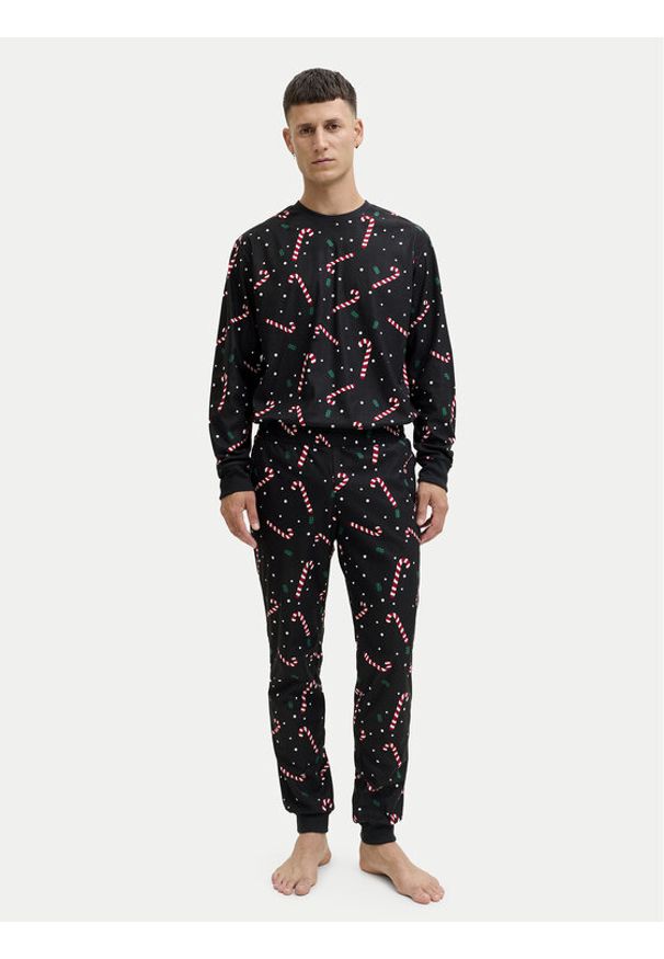 Jack & Jones Piżama Tristan 12285375 Czarny Loose Fit. Kolor: czarny. Materiał: syntetyk