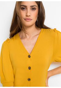 Shirt z rękawami balonowymi z przyjaznej dla środowiska wiskozy bonprix żółty szafranowy. Kolor: żółty. Materiał: wiskoza #4