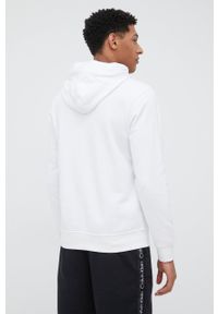Calvin Klein Performance bluza dresowa męska kolor biały z kapturem z nadrukiem. Typ kołnierza: kaptur. Kolor: biały. Materiał: dresówka. Wzór: nadruk #2