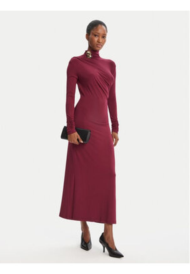 SIMONA CORSELLINI - Simona Corsellini Sukienka wieczorowa A25CPAB00601 Bordowy Slim Fit. Kolor: czerwony. Materiał: wiskoza. Styl: wizytowy