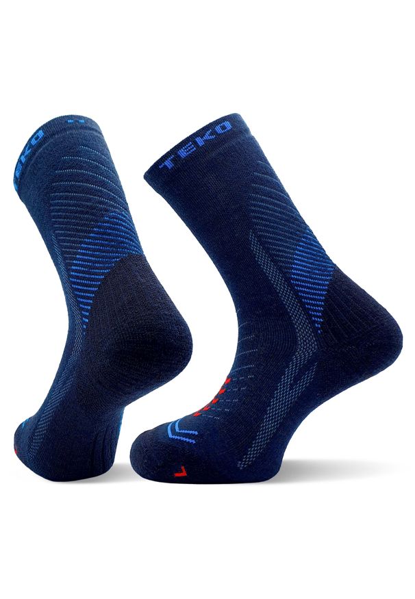 TEKO - Skarpety sportowe z wełną merino Teko ecoHIKE Discovery Light Half Cushion 2.0. Kolor: szary, niebieski, wielokolorowy. Materiał: wełna. Sport: turystyka piesza