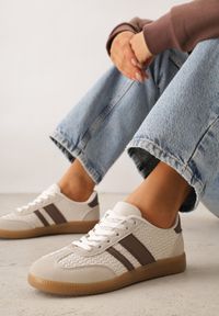 Born2be - Brązowe Sneakersy Kultowe Tenisówki z Plecioną Strukturą Loraebelle. Nosek buta: okrągły. Zapięcie: sznurówki. Kolor: brązowy. Materiał: skóra, materiał. Obcas: na obcasie. Wysokość obcasa: niski #5