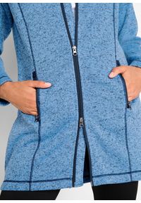 bonprix - Długa bluza rozpinana z polaru. Typ kołnierza: kaptur. Kolor: niebieski. Materiał: polar. Długość: długie #3