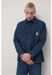 Wrangler koszula jeansowa męska relaxed. Kolor: niebieski. Materiał: jeans #5