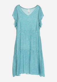 Born2be - Zielona Bawełniana Sukienka o Rozkloszowanym Kroju w Kropki Giavina. Okazja: na co dzień. Kolor: zielony. Materiał: bawełna. Wzór: kropki. Typ sukienki: sportowe, rozkloszowane. Styl: casual, sportowy #4