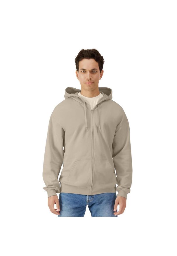 GILDAN - Męska Bluza Z Kapturem Softstyle Midweight Full Zip. Typ kołnierza: kaptur. Kolor: beżowy