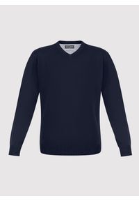 Pako Lorente - PAKO LORENTE – Granatowy bawełniany sweter v-neck. Okazja: na co dzień. Kolor: niebieski. Materiał: bawełna. Sezon: jesień. Styl: casual #7
