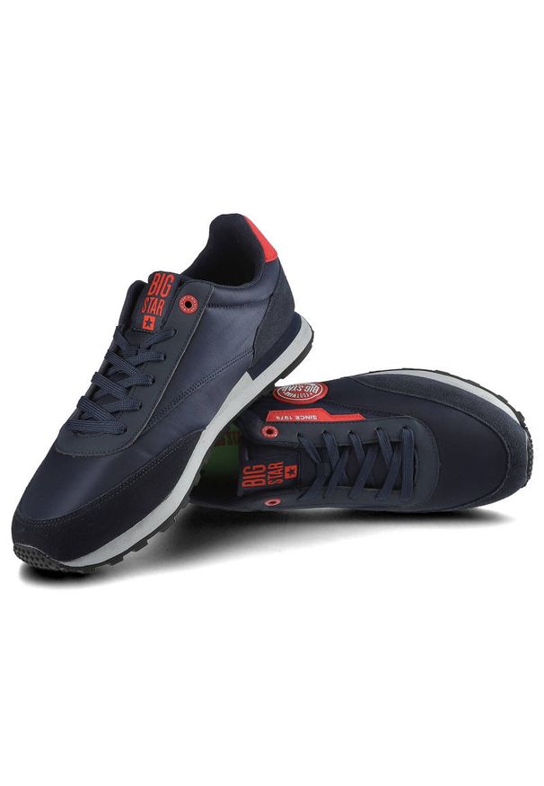 Big-Star - Granatowe Sneakersy Big Star Męskie Modne Półbuty. Okazja: na co dzień. Kolor: niebieski. Materiał: materiał, skóra ekologiczna, zamsz. Szerokość cholewki: normalna. Sport: fitness