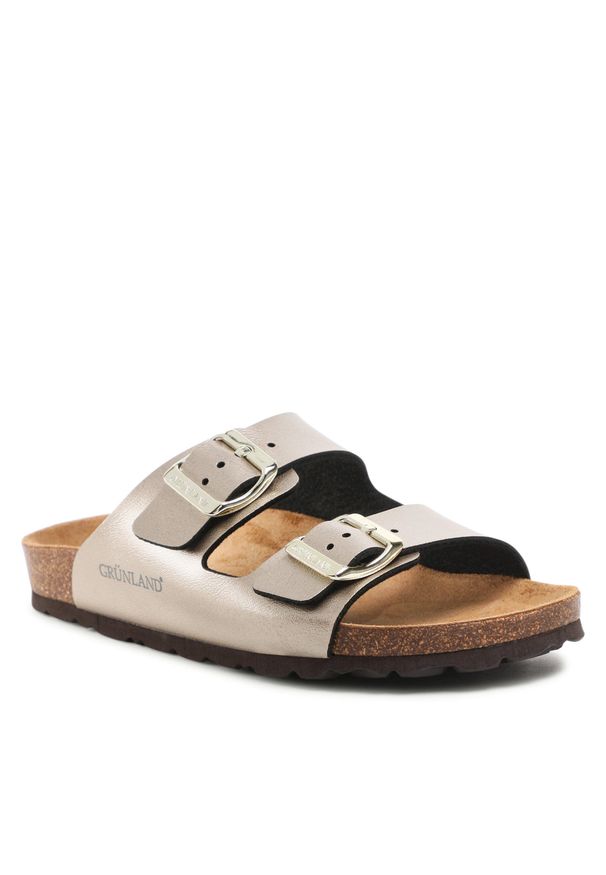 Klapki Grünland Sara CB2425-40 Champagne. Kolor: złoty. Materiał: skóra