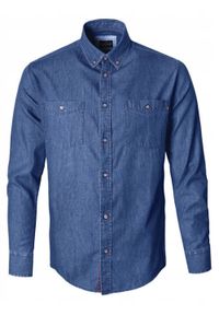 Delikatnie Taliowana Koszula Weekendowa - Pako Jeans - Jeans (Denim). Okazja: na co dzień. Kolor: niebieski. Materiał: bawełna. Styl: casual #4