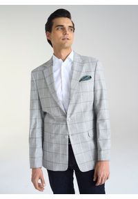 Pako Lorente - PAKO LORENTE – Jasnoszara marynarka męska w kratkę. Okazja: na co dzień. Kolor: szary. Wzór: kratka. Styl: sportowy, elegancki, casual #8