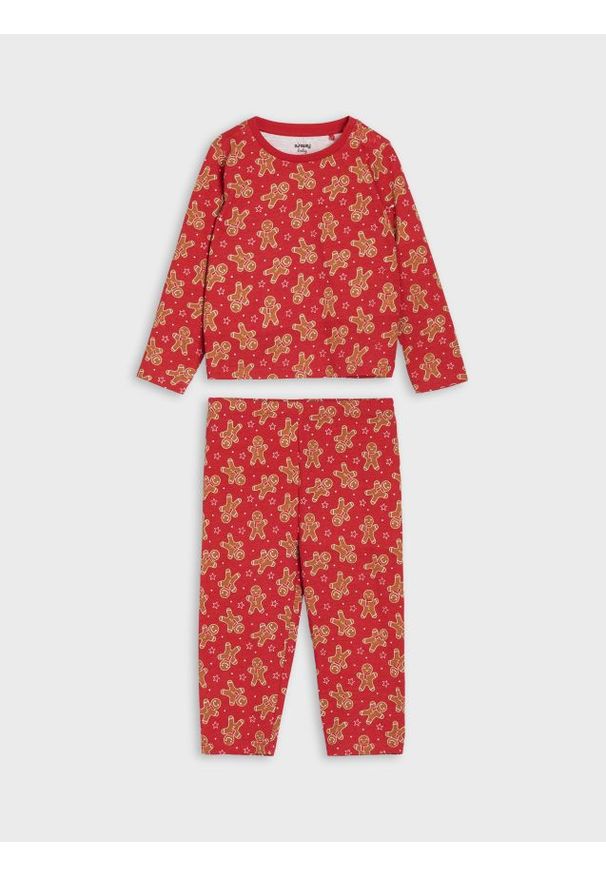 Sinsay - Piżama dwuczęściowa z motywem piernikowego ludzika - czerwony. Kolor: czerwony